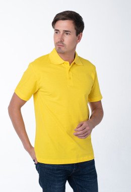 Мужская рубашка ПОЛО с эластаном жёлтая Мужская рубашка ПОЛО с эластаном жёлтая
